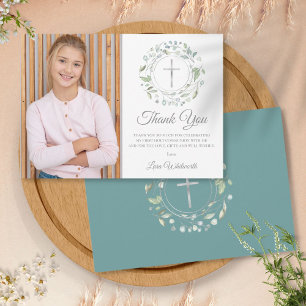 Cartão De Agradecimento Foto da Coroa de Primeira Comunhão