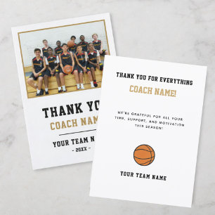 Cartão De Agradecimento Foto da Equipe de Basquete Treinador 