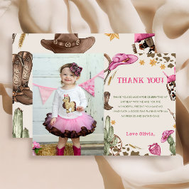 Cartão De Agradecimento Foto da Festa de aniversário do Western Cowboy