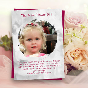 Cartão De Agradecimento Foto da Flower Girl Obrigado Mensagem