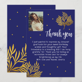 Cartão De Agradecimento Foto da Folhagem Dourada Elegante aniversário de 2