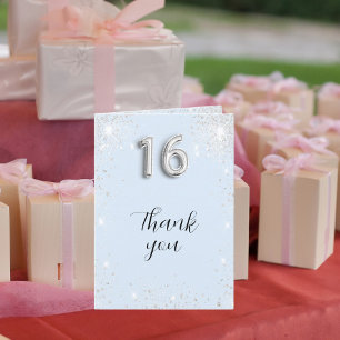 Cartão De Agradecimento Foto da luz azul-prateada, cor azul-clara Doce 16