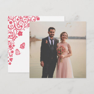 Cartão De Agradecimento Foto da Praça do Jardim da Borboleta Floral Cor-de