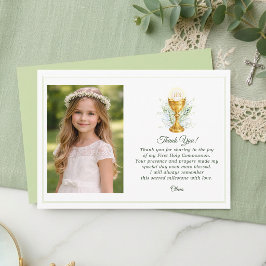 Cartão De Agradecimento Foto da Primeira Comunhão Elegante