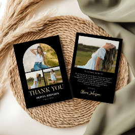 Cartão De Agradecimento Foto de 4 Graduação Simples Elegante Minimalista