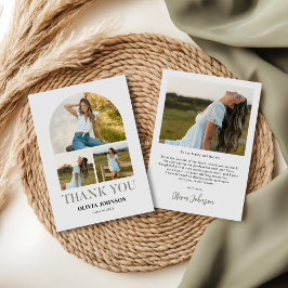 Cartão De Agradecimento Foto de 4 Graduação Simples Elegante Minimalista