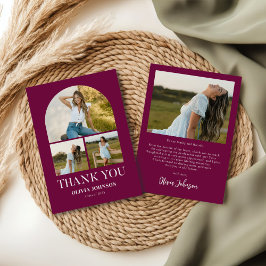 Cartão De Agradecimento Foto de 4 Graduação Simples Elegante Minimalista