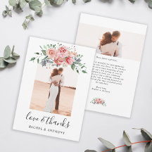 Foto de Amor e Obrigados de Casamento Floral Rosa-