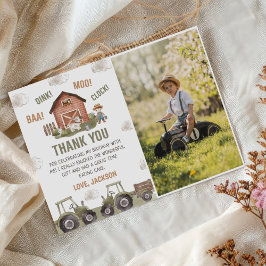Cartão De Agradecimento Foto de Aniversário com Animais da Fazenda
