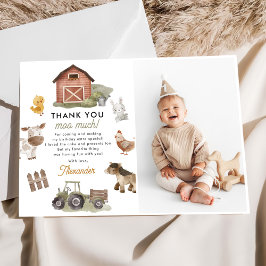 Cartão De Agradecimento Foto de Aniversário com Animais da Fazenda