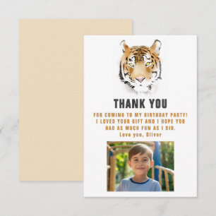 Cartão De Agradecimento Foto de aniversário com cabeça de tigre em aquarel