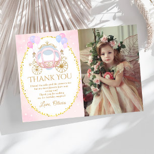 Cartão De Agradecimento Foto de Aniversário da Carruagem da Princesa Rosa