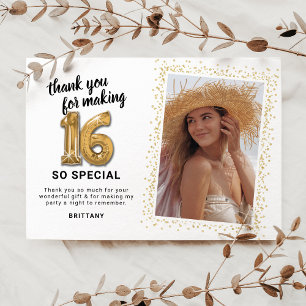 Cartão De Agradecimento Foto de Aniversário de 16 Anos Moderna