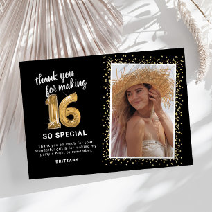 Cartão De Agradecimento Foto de Aniversário de 16 Anos Moderna