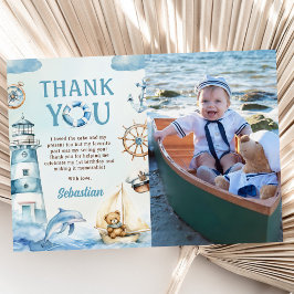 Cartão De Agradecimento Foto de Aniversário de 1 Ano do Marinheiro Náutico