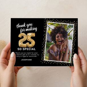 Cartão De Agradecimento Foto de aniversário de 25 anos moderna