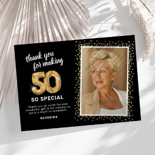 Cartão De Agradecimento Foto de Aniversário de 50 anos Moderna