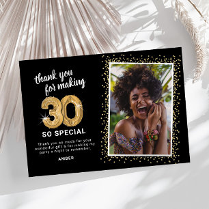 Cartão De Agradecimento Foto de Aniversário de Adulto Moderno de 30 anos