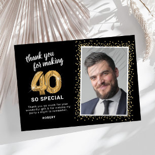 Cartão De Agradecimento Foto de Aniversário de Adulto Moderno de 40 anos