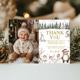 Cartão De Agradecimento Foto de Aniversário de Animais da Floresta de inve