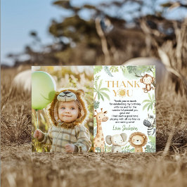 Cartão De Agradecimento Foto de Aniversário de Animais da Selva Safari