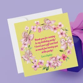 Cartão De Agradecimento Foto de aniversário de Arco Floral Cor-de-Rosa, Fi