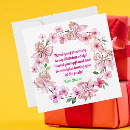 Cartão De Agradecimento Foto de aniversário de Arco Floral Cor-de-Rosa, Fi