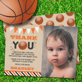 Cartão De Agradecimento Foto De Aniversário De Basquete Em Qualquer Idade