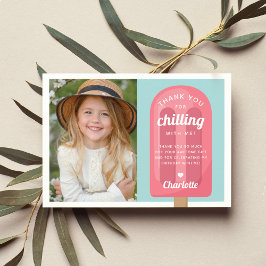 Cartão De Agradecimento Foto de Aniversário de Crianças com Picolé de Verã