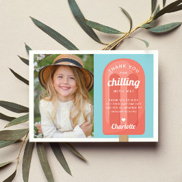 Cartão De Agradecimento Foto de Aniversário de Crianças com Picolé de Verã