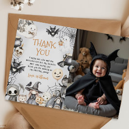 Cartão De Agradecimento Foto de aniversário de Halloween assustadoramente