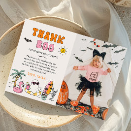 Cartão De Agradecimento Foto de Aniversário de Halloween na Piscina de Ver