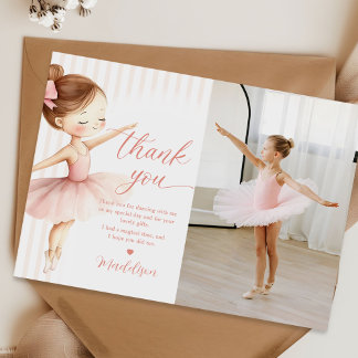 Cartão De Agradecimento Foto de Aniversário de Menina Bailarina de Balé co