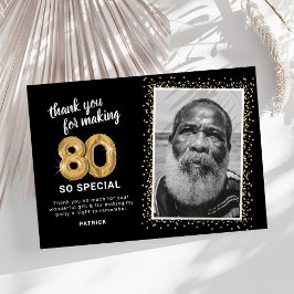 Cartão De Agradecimento Foto de Aniversário do 80 Moderno