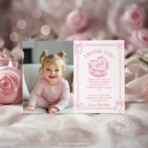 Cartão De Agradecimento Foto de aniversário do Bolo de Arco Rosa