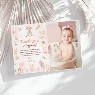 Cartão De Agradecimento Foto de Aniversário do Pastel Watercolor Easter Bu