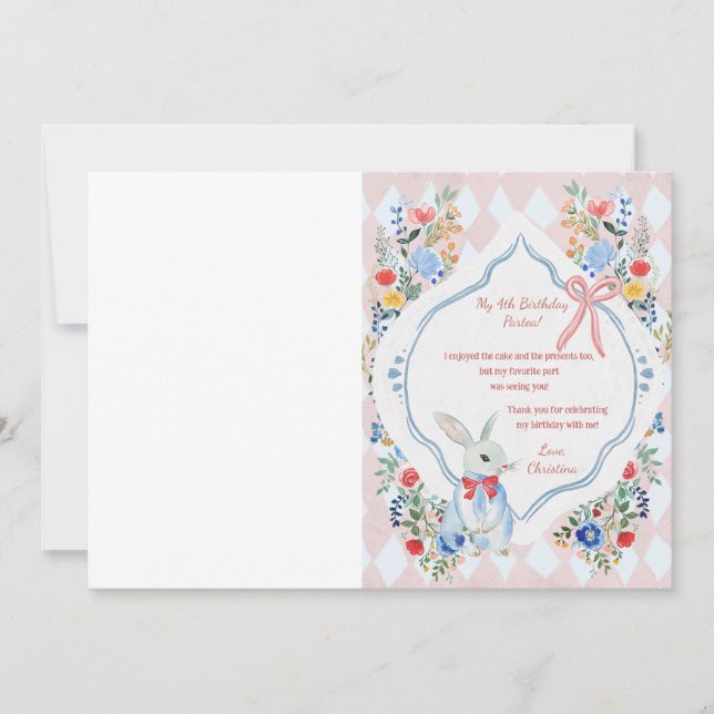 Cartão De Agradecimento Foto de aniversário encantada da Alice no País das (Frente)