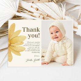 Cartão De Agradecimento Foto de aniversário floral de margarida amarela bo