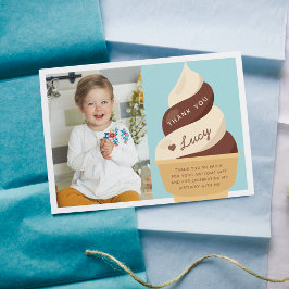 Cartão De Agradecimento Foto de aniversário infantil com sorvete de chocol