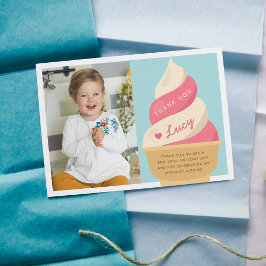 Cartão De Agradecimento Foto de Aniversário Infantil com Sorvete de Morang