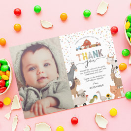Cartão De Agradecimento Foto de Aniversário Infantil com Tema de Fazenda