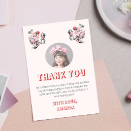 Cartão De Agradecimento Foto de aniversário infantil retrô dos anos 50