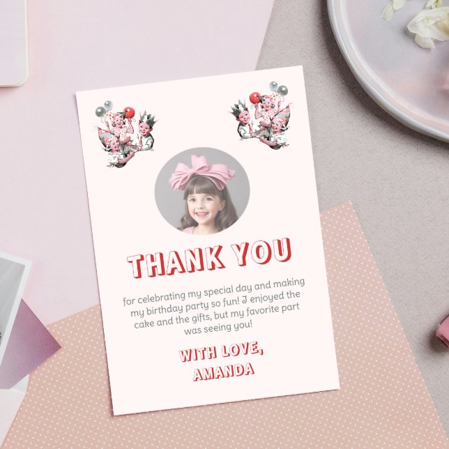 Cartão De Agradecimento Foto de aniversário infantil retrô dos anos 50 (Criador carregado)