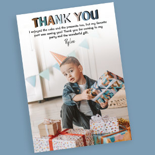 Cartão De Agradecimento Foto de Aniversário para Crianças Modernas   CARTÕ