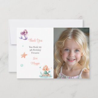 Cartão De Agradecimento Foto de Aniversário Personalizável da Sereia
