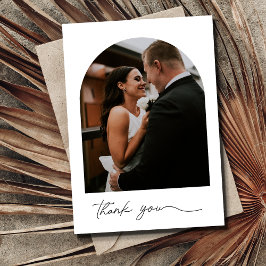 Cartão De Agradecimento Foto de Arch Elegante Casamento Branco Negro Obrig