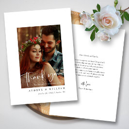 Cartão De Agradecimento Foto de assinatura branca e preta elegante