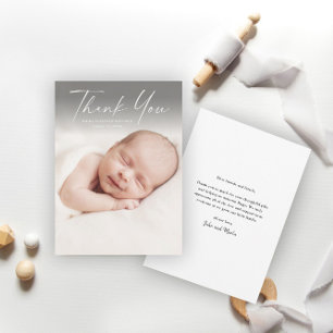 Cartão De Agradecimento Foto de Bebê com Letra Moderna