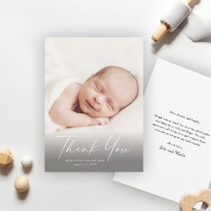 Cartão De Agradecimento Foto de Bebê com Letra Moderna