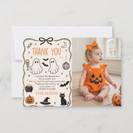 Cartão De Agradecimento foto de bebê no Halloween